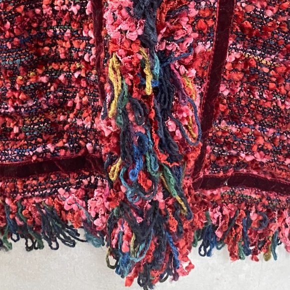 Yak Magik Silk Velvet Whimsigoth Jacket Red Fairy Grunge Fringe Maximalist-L - Picture 7 of 16